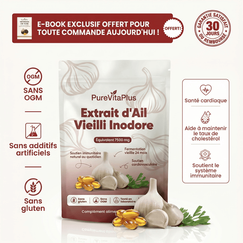 Extrait d'Ail Vieilli – Softgels Inodores 7500 mg