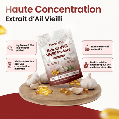 Extrait d'Ail Vieilli – Softgels Inodores 7500 mg