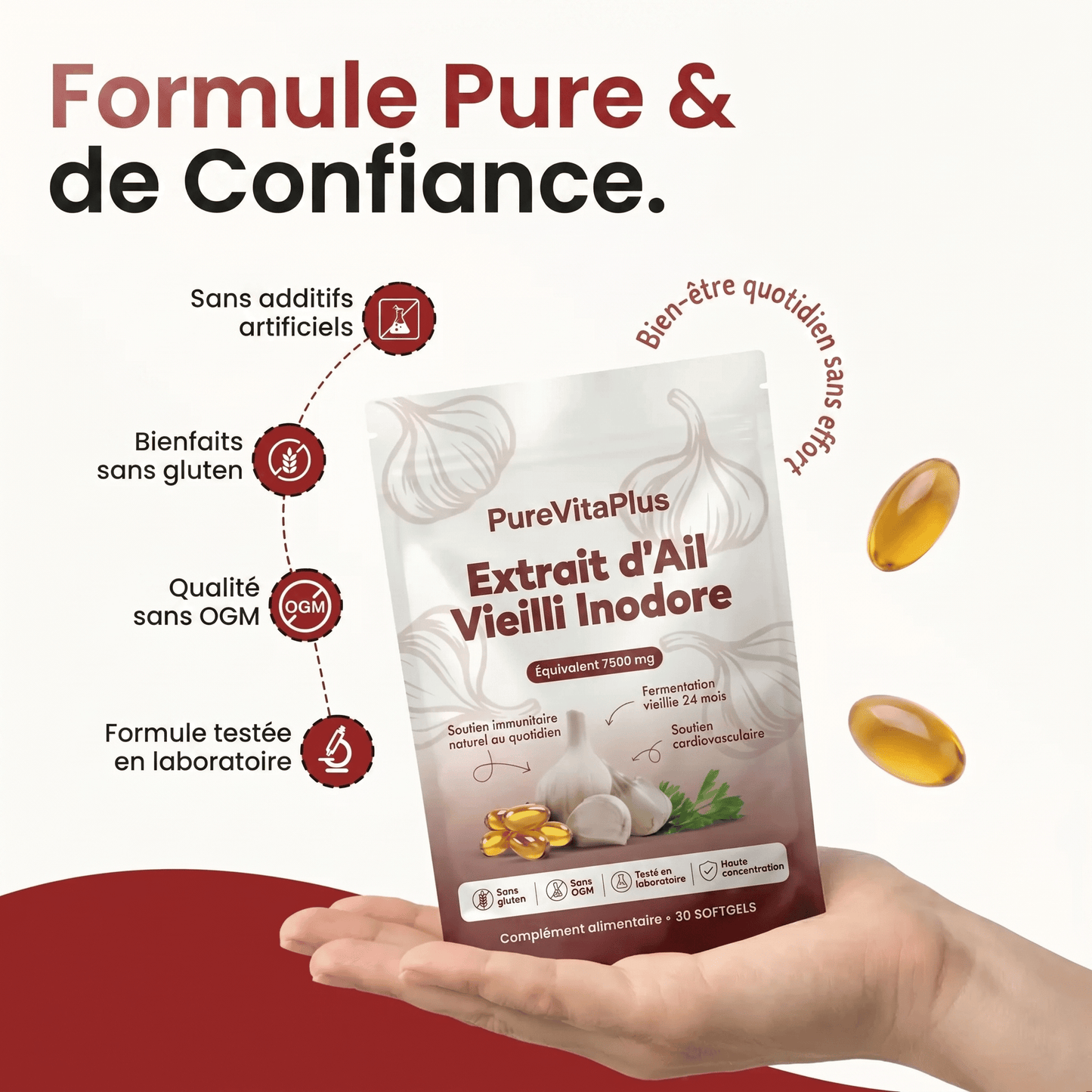 Extrait d'Ail Vieilli – Softgels Inodores 7500 mg